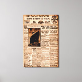 Lienzo Titanic se informa que se hunde Sepia Vintage Marí