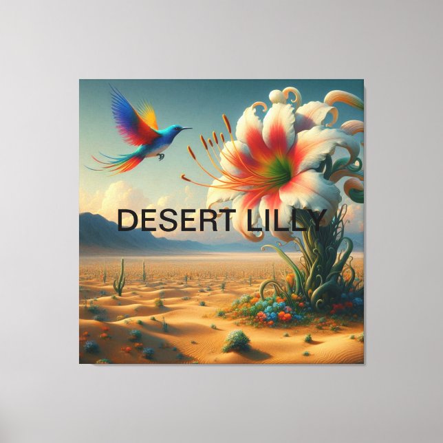 Lienzo Título: 🎨 apabullante desierto Lilly con un pájar (Anverso)