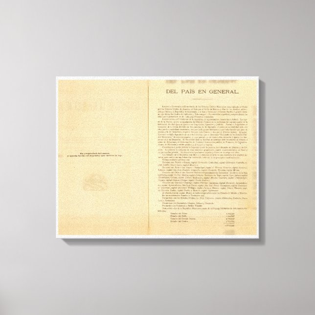 Lienzo Título Página del Atlas de México 1874 (Anverso)