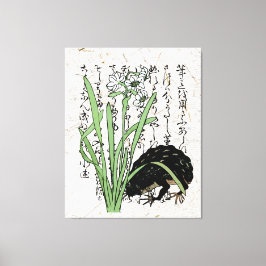 Lienzo Toad de rana botánica japonesa del siglo XVIII
