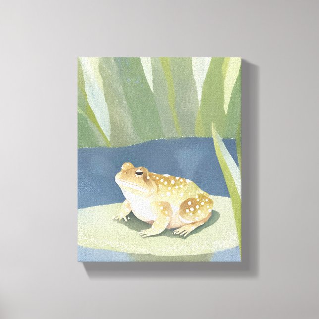 Lienzo Toad grumpy | Lilypad Pond Watercolor (Anverso)