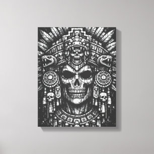 Lienzo Tocado de cráneo azteca de BurnsInHell