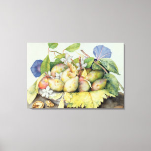 Lienzo Todavía vida con los ciruelos, las nueces y el