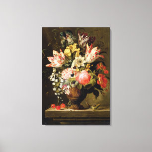 Lienzo Todavía vida de flores en un florero con un