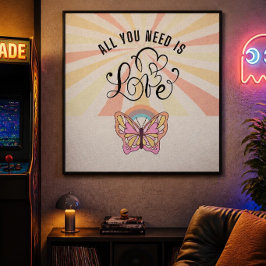 Lienzo Todo lo que necesitas es amor Mariposa Groovy 24"x