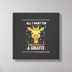Lienzo Todo lo que quiero para Navidad es una jirafa Anim
