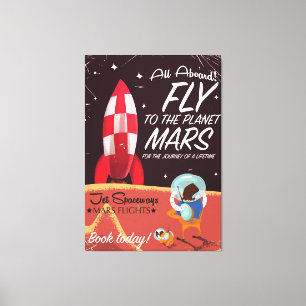Lienzo ¡Todos a bordo! Cartel vintage de vuelo a Marte