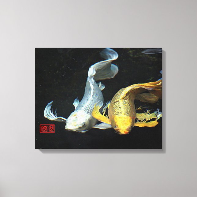 Lienzo ©Togetherness in Love/Gold & Silver Koi Fish (Anverso)