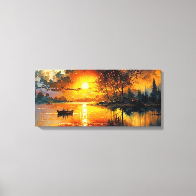 Lienzo Toile coucher de soleil sur le lac (Anverso)