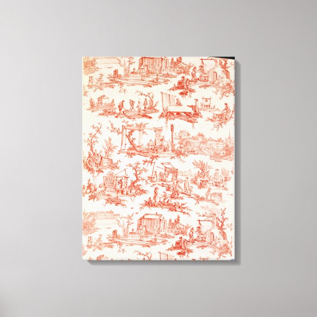 Lienzo Toile de Jouy, ilustrando los procesos de manuf (Anverso)