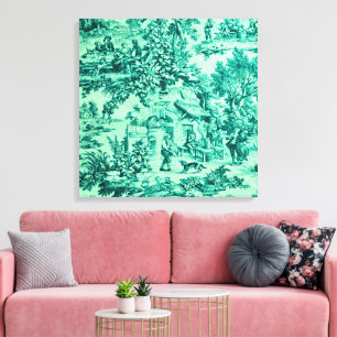 Lienzo Toile Verde Francés Chinoiserie Estilo Rústico