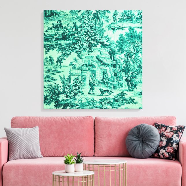 Lienzo Toile Verde Francés Chinoiserie Estilo Rústico (Insitu (Sala de estar))