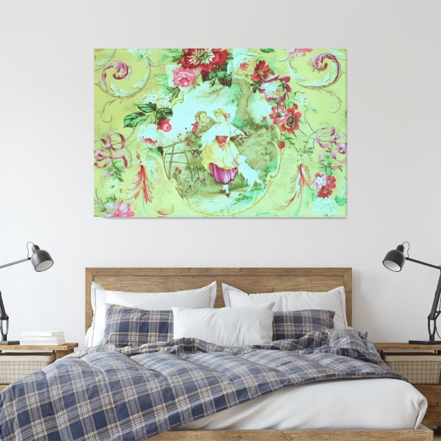 Lienzo Toile victoriano antiguo Rococo Estilo Sage Verde (Insitu(Dormitorio))