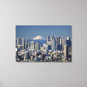 Lienzo Tokio, distrito de Shinjuku, Monte Fuji