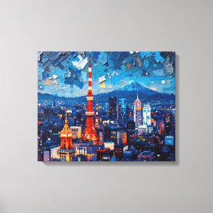 Lienzo Tokyo Skyline Premium Canvas Wall Art Ciudad noc