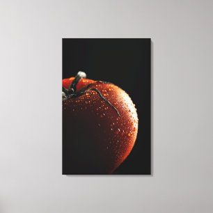 Lienzo Tomate, verdura, fondo negro