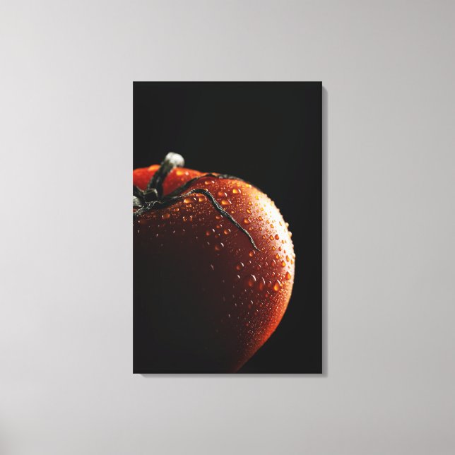 Lienzo Tomate, verduras, fondo negro (Anverso)