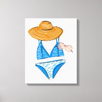 Tome el sol con traje de baño azul