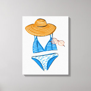 Lienzo Tome el sol con traje de baño azul