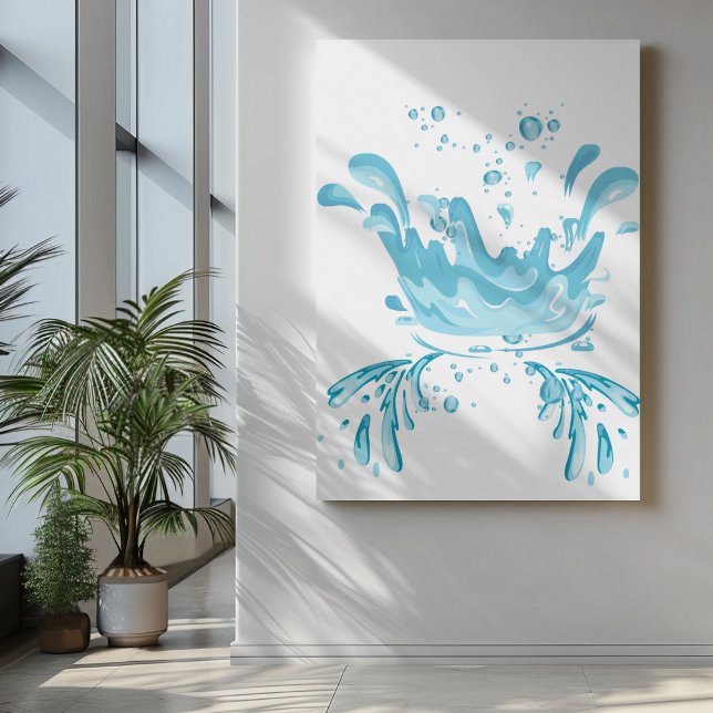 Lienzo Tonos azules salpicaduras de agua y gotas de agua (Subido por el creador)