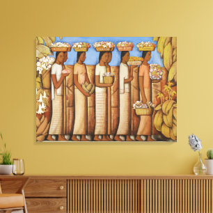 Lienzo Tonos terrosos Art Deco Mujeres Indígenas Mexicana