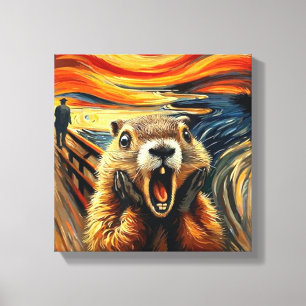 Lienzo Tonto asustado Groundhog y el domingo de enero