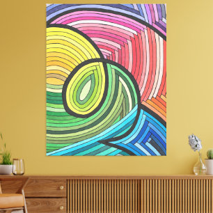 Lienzo Torbellino de arcoíris abstracto vibrante con líne