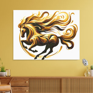 Lienzo Torbellino Dorado – Caballo Real en Movimiento