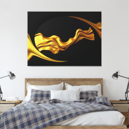 Lienzo Torbellino Opulento Líquido Oro Negro Monocromo Ac