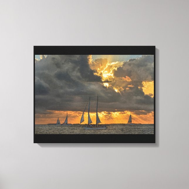 Lienzo Tormenta al atardecer en Key West, Florida Canvas (Anverso)