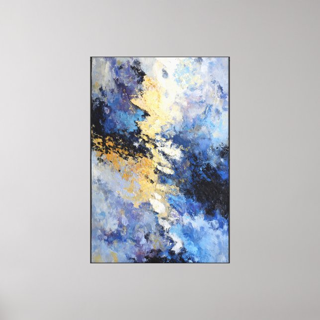 Lienzo Tormenta azul y dorada, vena abstracta (Anverso)