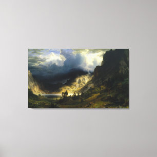 Lienzo Tormenta en el Bierstadt de las Montañas Rocosas