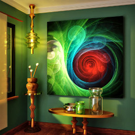 Lienzo Tormenta roja Floral Moderno Resumen Patrón de col