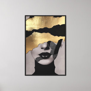 Lienzo Torn Golden Face Abstract Art Elegant Texture