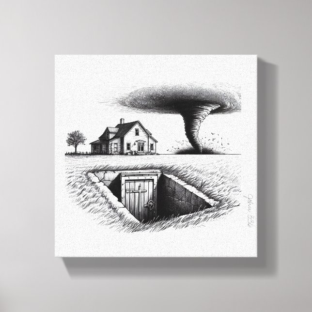 Lienzo Tornado House Cellar con Cruz (Anverso)