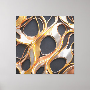 Lienzo Torno de Cobre Dorado Metálico Fluido Abstracto Pl