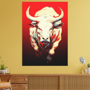 Lienzo Toro Dinámico en Movimiento Ígneo