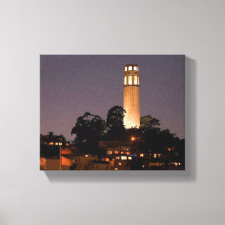 Lienzo Torre Coit de noche