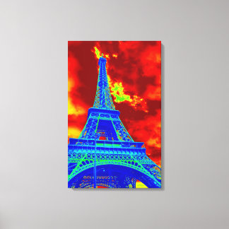 Lienzo torre de eiffel en llamas