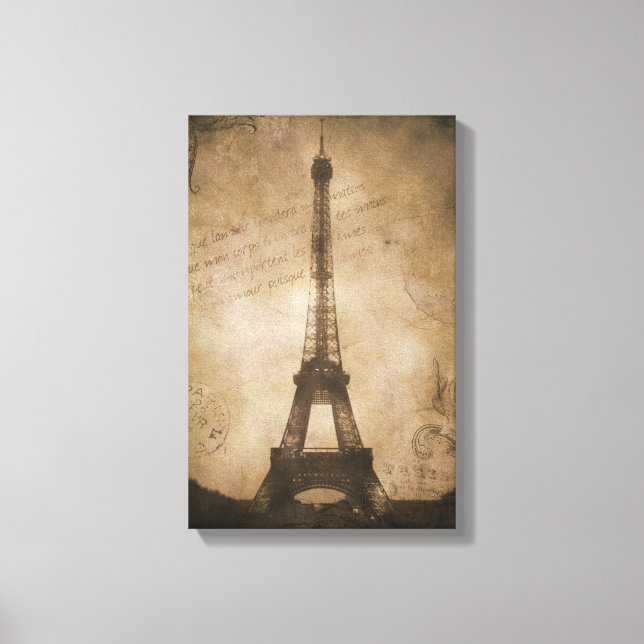 Lienzo torre de eiffel vintage (Anverso)