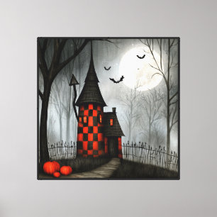 Lienzo Torre de Halloween de ajedrez gótico