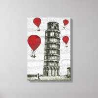Torre de Pisa y globos de aire caliente rojos