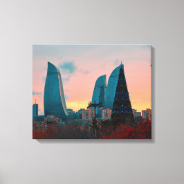 Lienzo Torre de Skyline y de llama de Bakú