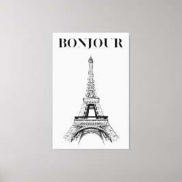Lienzo Torre Eiffel Bonjour - Moda parisina estirada