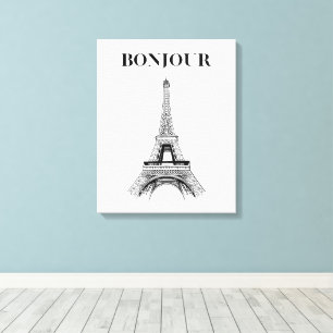 Lienzo Torre Eiffel Bonjour - Moda parisina estirada