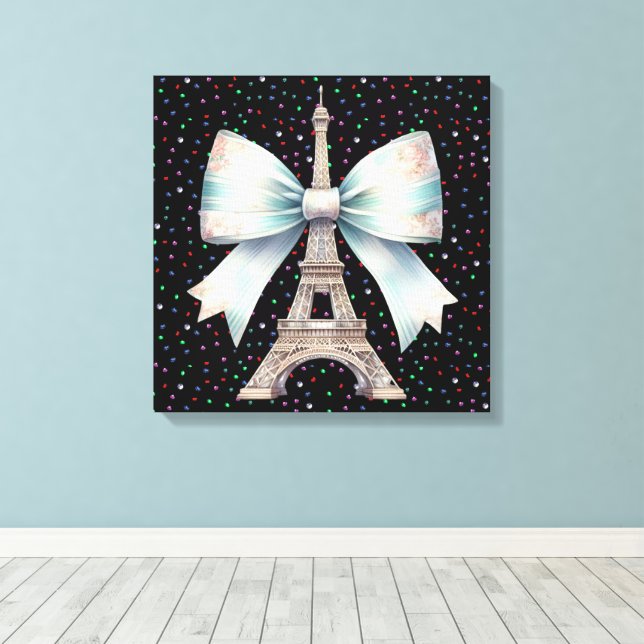 Lienzo Torre Eiffel con Cojín decorativo Bow (Insitu (piso de madera))