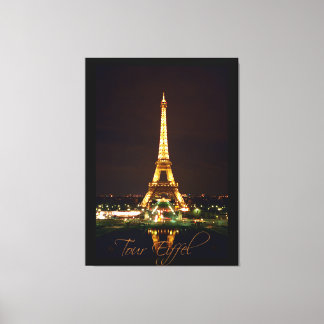 Lienzo Torre Eiffel de noche en tela envuelta