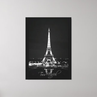 Lienzo Torre Eiffel de noche en tela envuelta