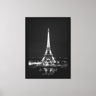 Lienzo Torre Eiffel de noche en tela envuelta