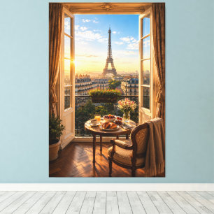 Lienzo Torre Eiffel de París vista de lujo al desayuno de
